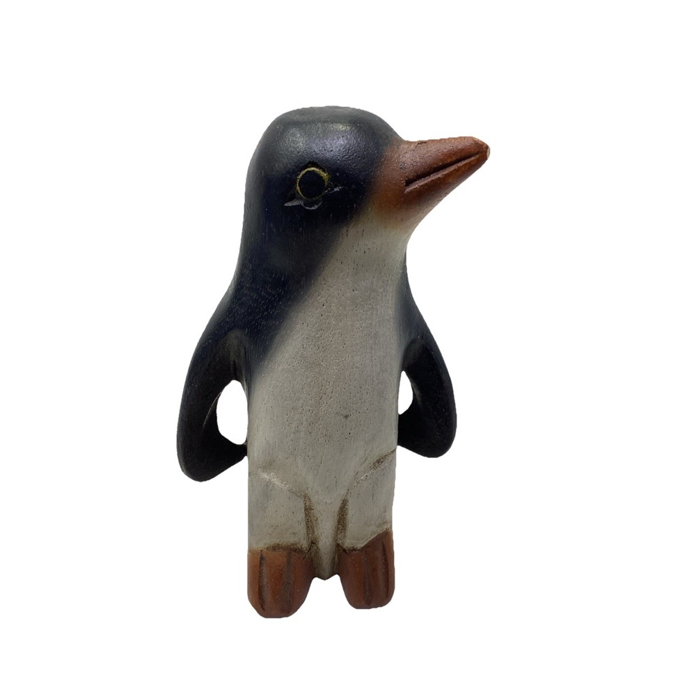 Vintage Mandalay Box Co Penguin Wood Carved Handcrafted in Thailand 6"